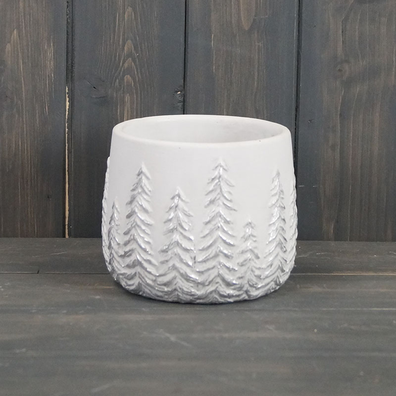 White Pot with Embossed Trees (TD12cm) detail page